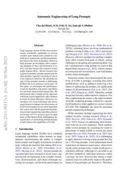 Automatic Engineering of Long Prompts