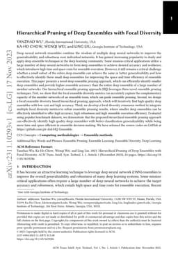 Hierarchical Pruning of Deep Ensembles with Focal Diversity