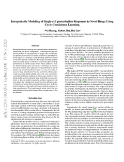 Interpretable Modeling of Single-cell perturbation Responses to Novel
  Drugs Using Cycle Consistence Learning