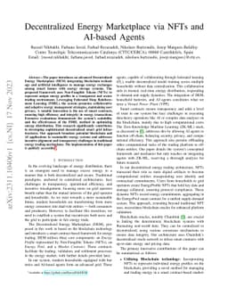 Decentralized Energy Marketplace via NFTs and AI-based Agents