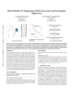 Mixed Reality UI Adaptations with Inaccurate and Incomplete Objectives