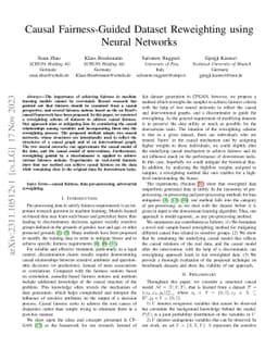 Causal Fairness-Guided Dataset Reweighting using Neural Networks