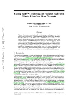Scaling TabPFN: Sketching and Feature Selection for Tabular Prior-Data
  Fitted Networks