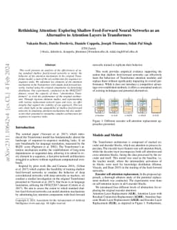 Rethinking Attention: Exploring Shallow Feed-Forward Neural Networks as
  an Alternative to Attention Layers in Transformers