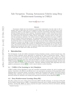 Safe Navigation: Training Autonomous Vehicles using Deep Reinforcement
  Learning in CARLA
