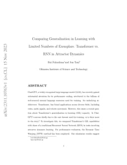 Comparing Generalization in Learning with Limited Numbers of Exemplars:
  Transformer vs. RNN in Attractor Dynamics