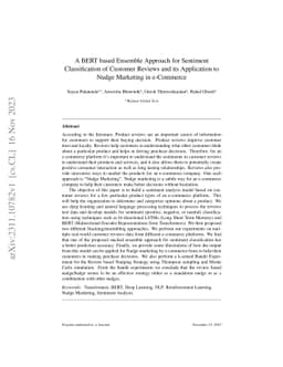 A BERT based Ensemble Approach for Sentiment Classification of Customer
  Reviews and its Application to Nudge Marketing in e-Commerce