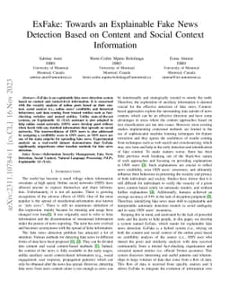 ExFake: Towards an Explainable Fake News Detection Based on Content and
  Social Context Information