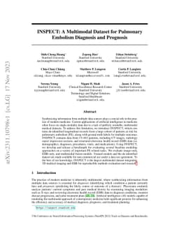INSPECT: A Multimodal Dataset for Pulmonary Embolism Diagnosis and
  Prognosis