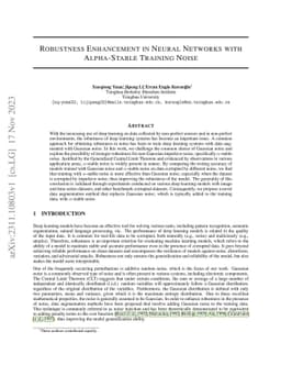 Robustness Enhancement in Neural Networks with Alpha-Stable Training
  Noise