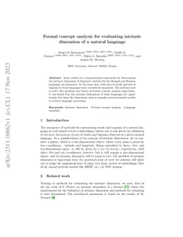 Formal concept analysis for evaluating intrinsic dimension of a natural
  language