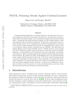 PACOL: Poisoning Attacks Against Continual Learners