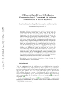 DSCom: A Data-Driven Self-Adaptive Community-Based Framework for
  Influence Maximization in Social Networks