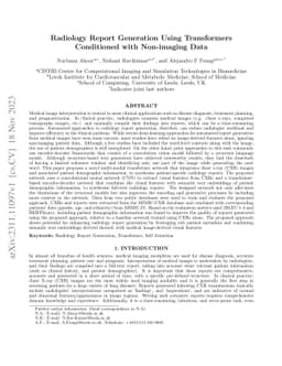 Radiology Report Generation Using Transformers Conditioned with
  Non-imaging Data