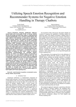 Utilizing Speech Emotion Recognition and Recommender Systems for
  Negative Emotion Handling in Therapy Chatbots