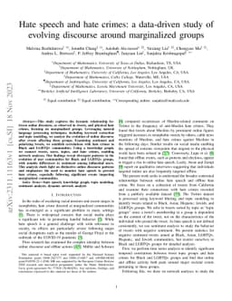 Hate speech and hate crimes: a data-driven study of evolving discourse
  around marginalized groups