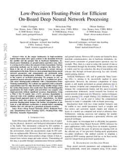 Low-Precision Floating-Point for Efficient On-Board Deep Neural Network
  Processing