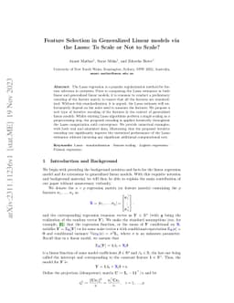 Generalized Linear Models via the Lasso: To Scale or Not to Scale?