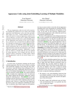 Appearance Codes using Joint Embedding Learning of Multiple Modalities