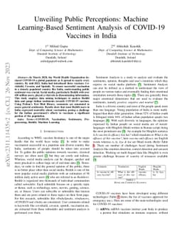 Unveiling Public Perceptions: Machine Learning-Based Sentiment Analysis
  of COVID-19 Vaccines in India