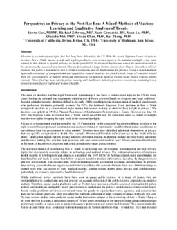 Perspectives on Privacy in the Post-Roe Era: A Mixed-Methods of Machine
  Learning and Qualitative Analyses of Tweets