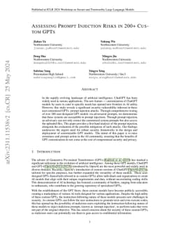 Assessing Prompt Injection Risks in 200+ Custom GPTs