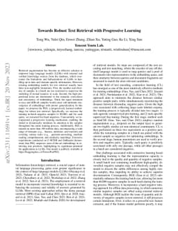 Towards Robust Text Retrieval with Progressive Learning
