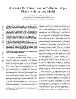 Assessing the Threat Level of Software Supply Chains with the Log Model