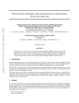 Intelligent methods for business rule processing: State-of-the-art