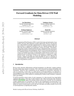 Forward Gradients for Data-Driven CFD Wall Modeling