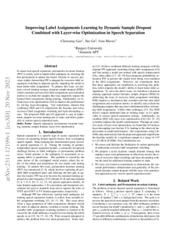 Improving Label Assignments Learning by Dynamic Sample Dropout Combined
  with Layer-wise Optimization in Speech Separation
