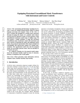 Equipping Pretrained Unconditional Music Transformers with Instrument
  and Genre Controls