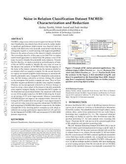 Noise in Relation Classification Dataset TACRED: Characterization and
  Reduction