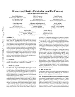 Discovering Effective Policies for Land-Use Planning with Neuroevolution