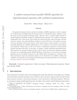 A unified consensus-based parallel ADMM algorithm for high-dimensional
  regression with combined regularizations