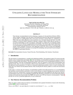 Utilizing Language Models for Tour Itinerary Recommendation