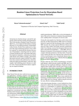 Random Linear Projections Loss for Hyperplane-Based Optimization in
  Neural Networks