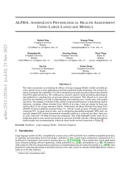 ALPHA: AnomaLous Physiological Health Assessment Using Large Language
  Models