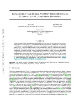 Explainable Time Series Anomaly Detection using Masked Latent Generative
  Modeling
