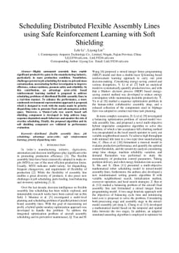 Scheduling Distributed Flexible Assembly Lines using Safe Reinforcement
  Learning with Soft Shielding