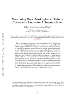 Moderating Model Marketplaces: Platform Governance Puzzles for AI
  Intermediaries