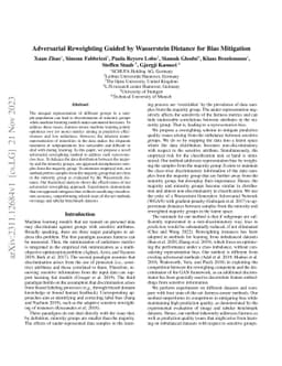 Adversarial Reweighting Guided by Wasserstein Distance for Bias
  Mitigation