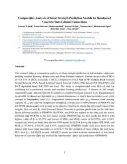 Comparative Analysis of Shear Strength Prediction Models for Reinforced
  Concrete Slab-Column Connections