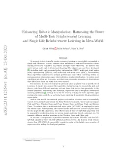 Enhancing Robotic Manipulation: Harnessing the Power of Multi-Task
  Reinforcement Learning and Single Life Reinforcement Learning in Meta-World