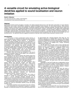 A versatile circuit for emulating active biological dendrites applied to
  sound localisation and neuron imitation