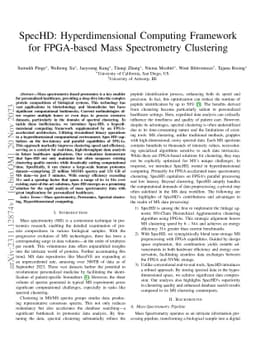 SpecHD: Hyperdimensional Computing Framework for FPGA-based Mass
  Spectrometry Clustering