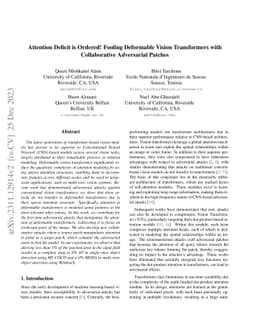Attention Deficit is Ordered! Fooling Deformable Vision Transformers
  with Collaborative Adversarial Patches