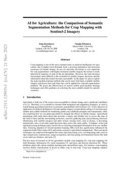 AI for Agriculture: the Comparison of Semantic Segmentation Methods for
  Crop Mapping with Sentinel-2 Imagery