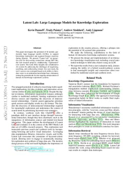 Latent Lab: Large Language Models for Knowledge Exploration