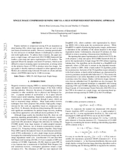 Single Image Compressed Sensing MRI via a Self-Supervised Deep Denoising
  Approach
